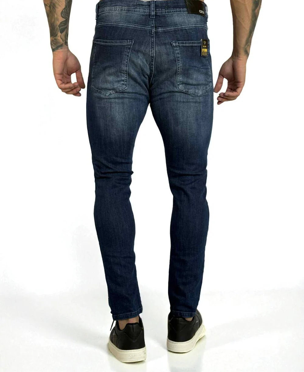 Calça Jeans Azul Bigodes Masculina Skinny- City Denim