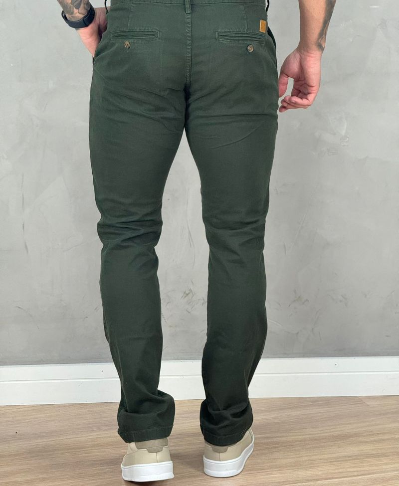 Calça Alfaiataria Verde Militar De Sarja Masculina Slim Vitor - Forum