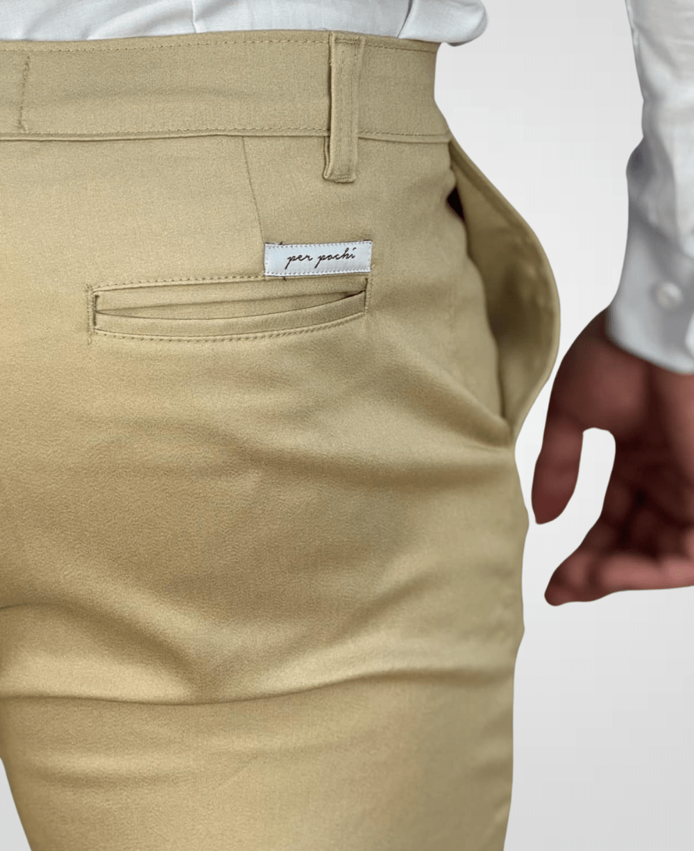 Calça Alfaiataria Bege Masculina Skinny - Per Pochi
