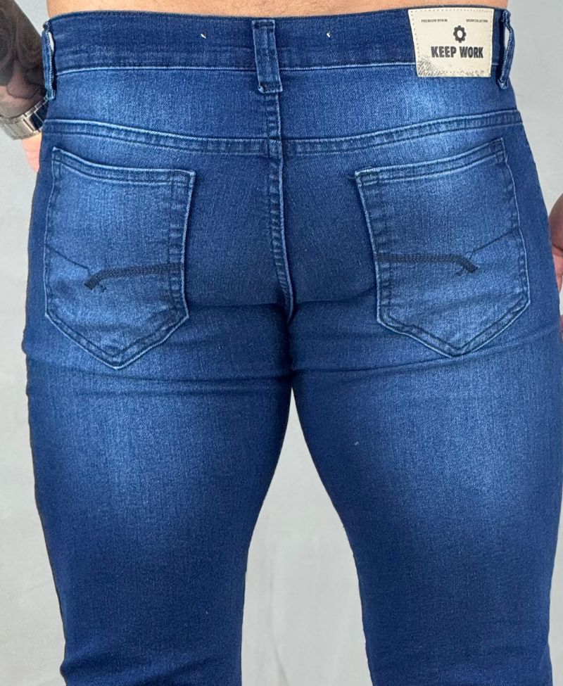 Calça Jeans Masculina Lisa Slim - Keep Work