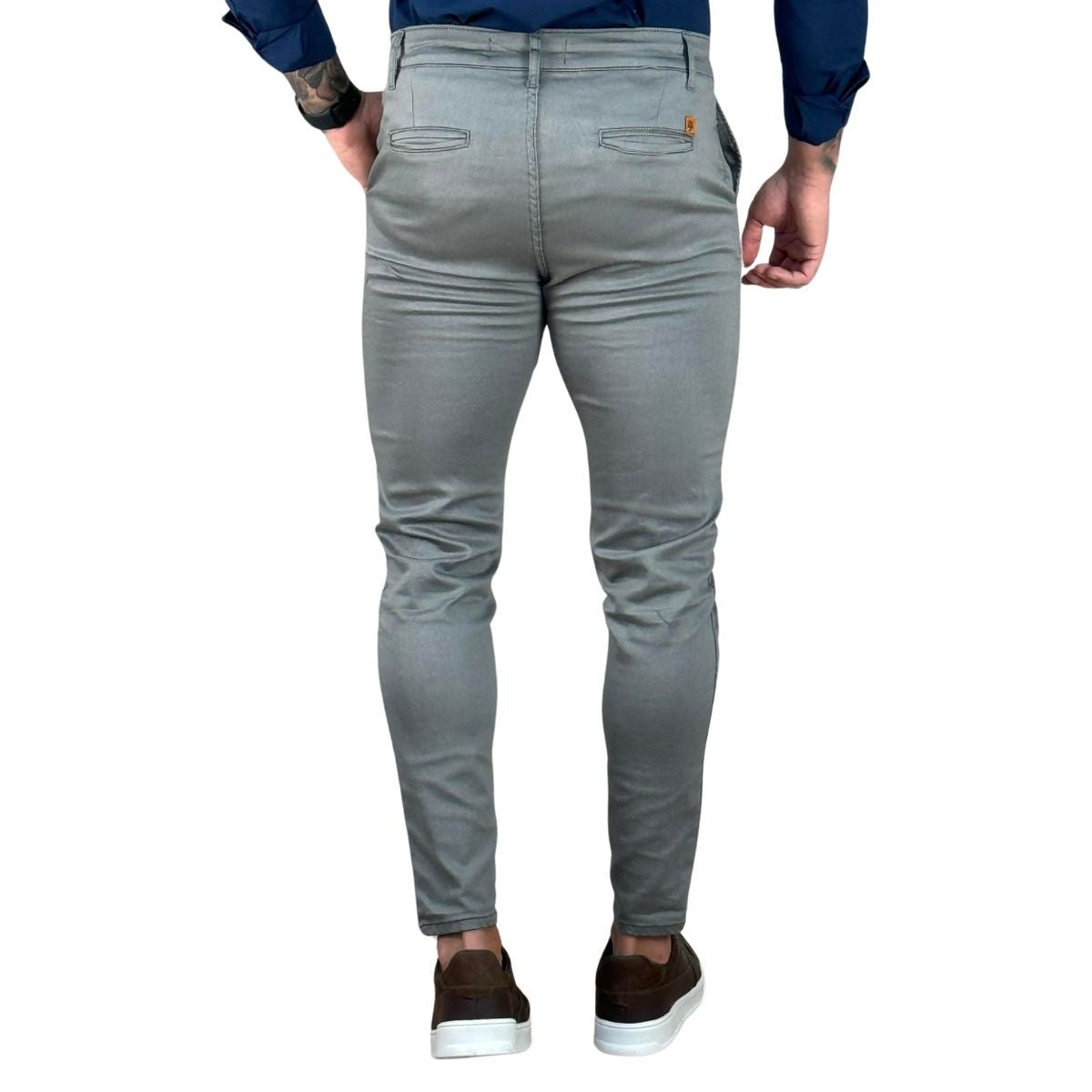 Calça Alfaiataria Cinza Claro Masculina Skinny - Truehero