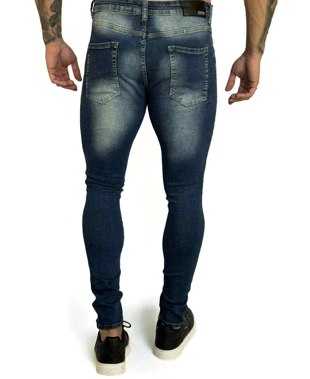 Calça Jeans Azul Bigodes Masculina Skinny- City Denim