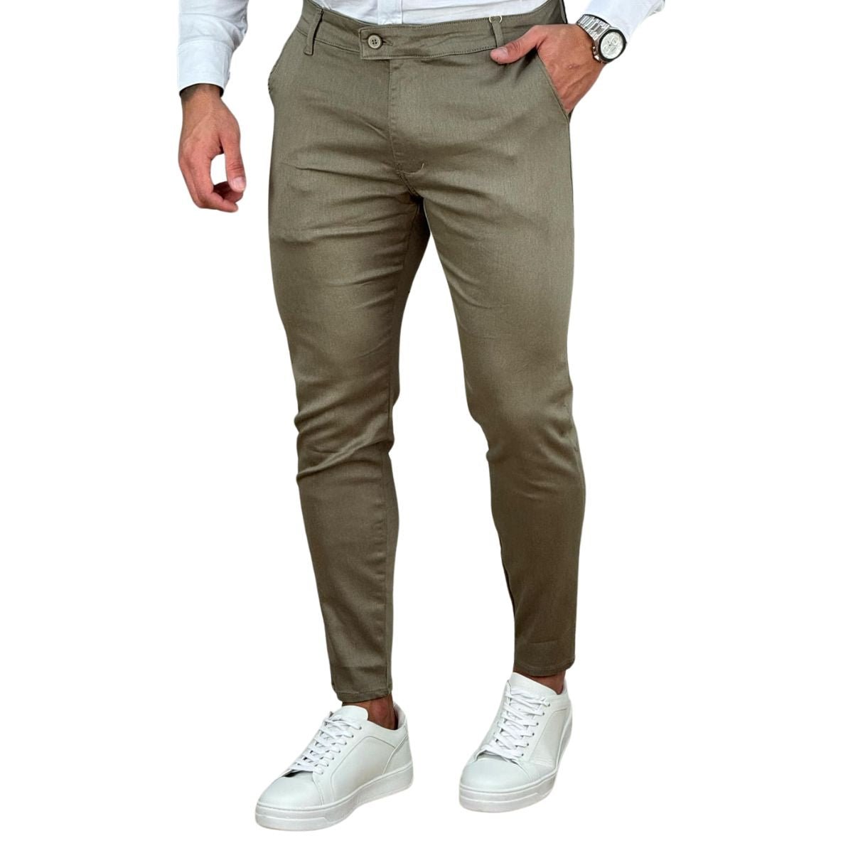 Calça Alfaiataria Caqui Masculina Skinny - Truehero
