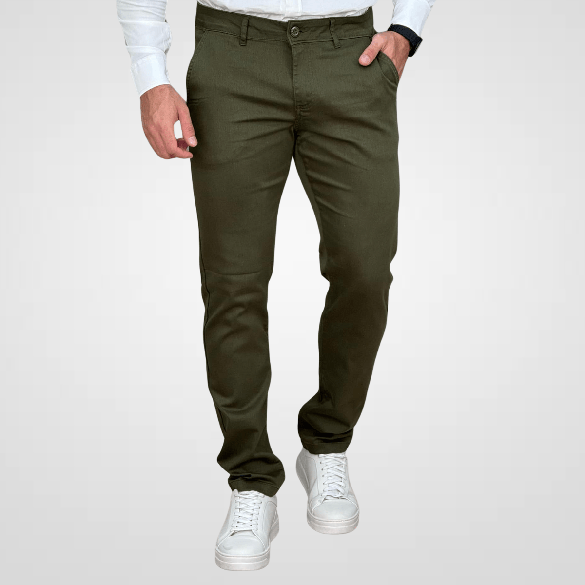 Calça Alfaiataria Verde Militar Masculina Slim - Paladho´s