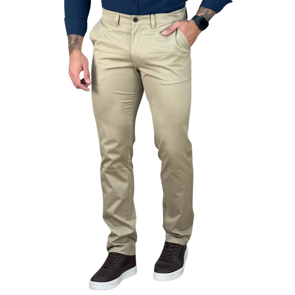 Calça Alfaiataria Caqui Masculina Slim - Kanzo