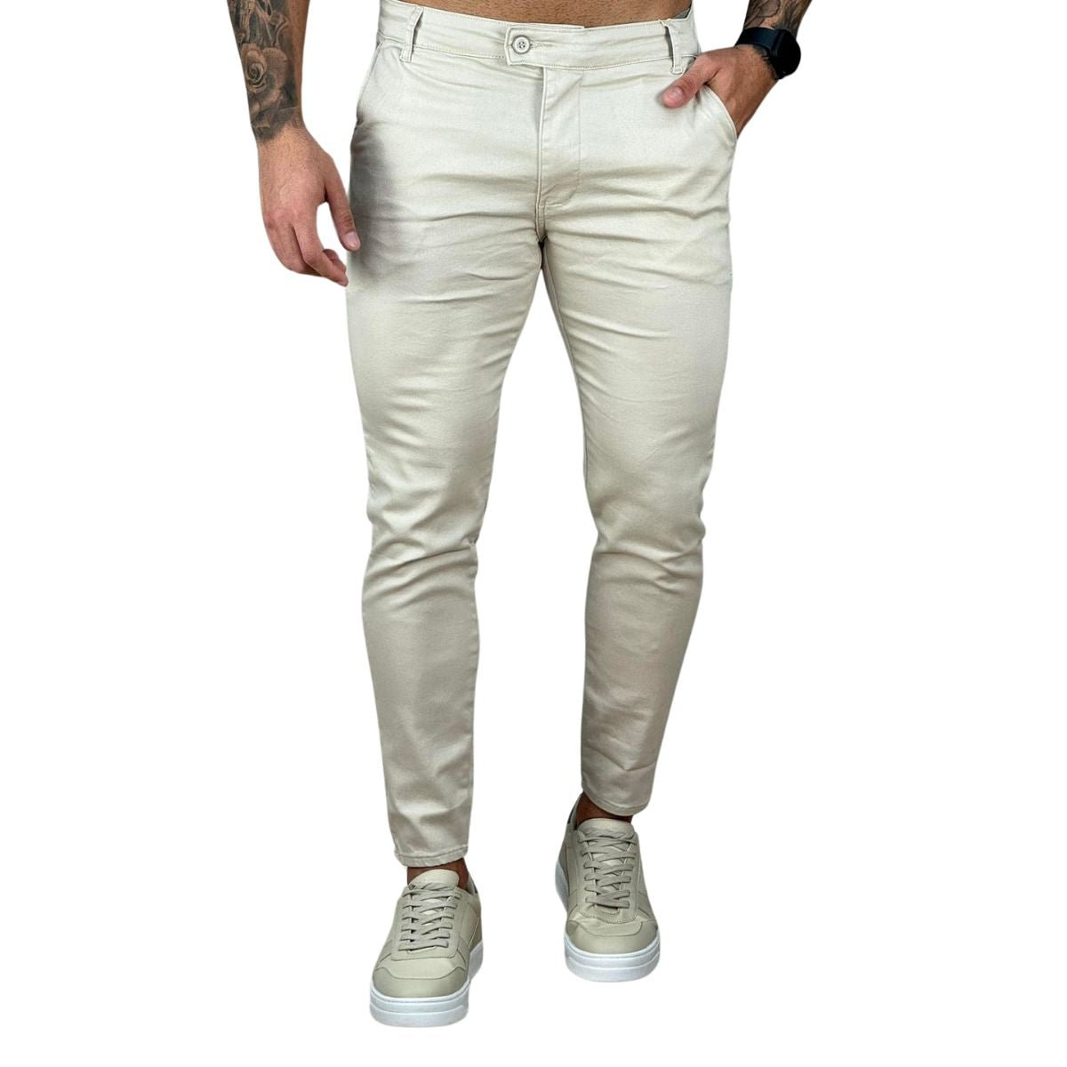 Calça Alfaiataria Creme Masculina Sknny  - Truehero