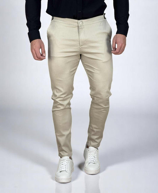 Calça Alfaiataria Areia  Masculina Com Regulagem - Per Pochi