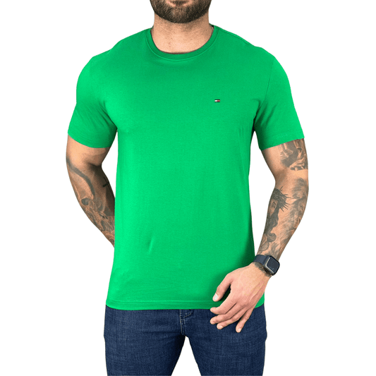 Camiseta Verde Masculina Clássica Cotton - Tommy Hilfiger