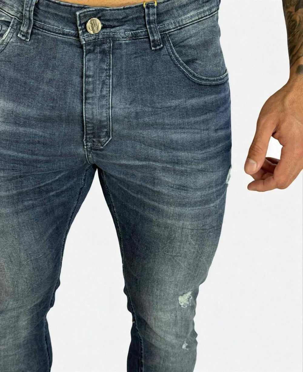 Calça Jeans Azul Puidos Masculina Skinny- City Denim