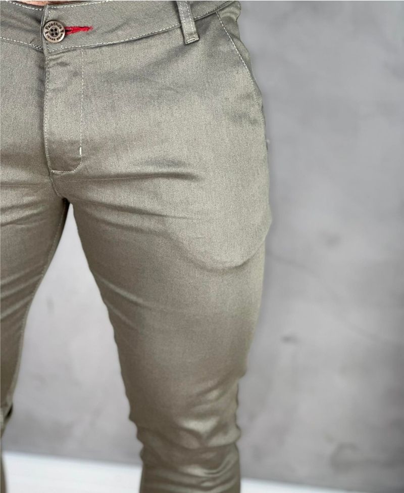 Calça Alfaiataria Cáqui Masculina Super Skinny  - Paladho´s Jeans