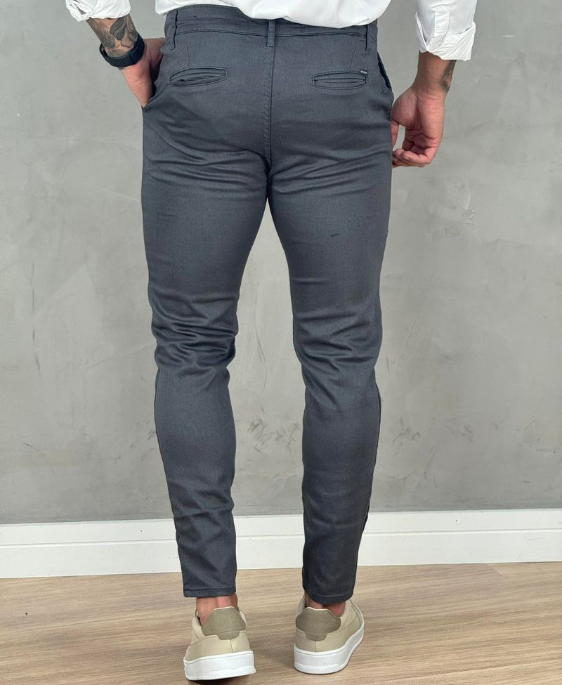 Calça Alfaiataria Cinza Escuro Masculina Super Skinny - Truehero