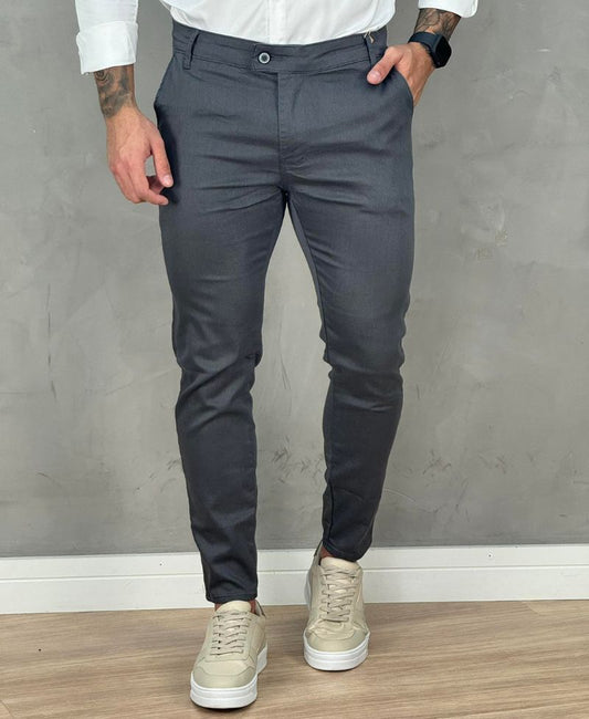 Calça Alfaiataria Cinza Escuro Masculina Super Skinny - Truehero