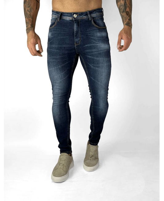 Calça Jeans Azul Mescla Masculina Skinny Liso - City Denim