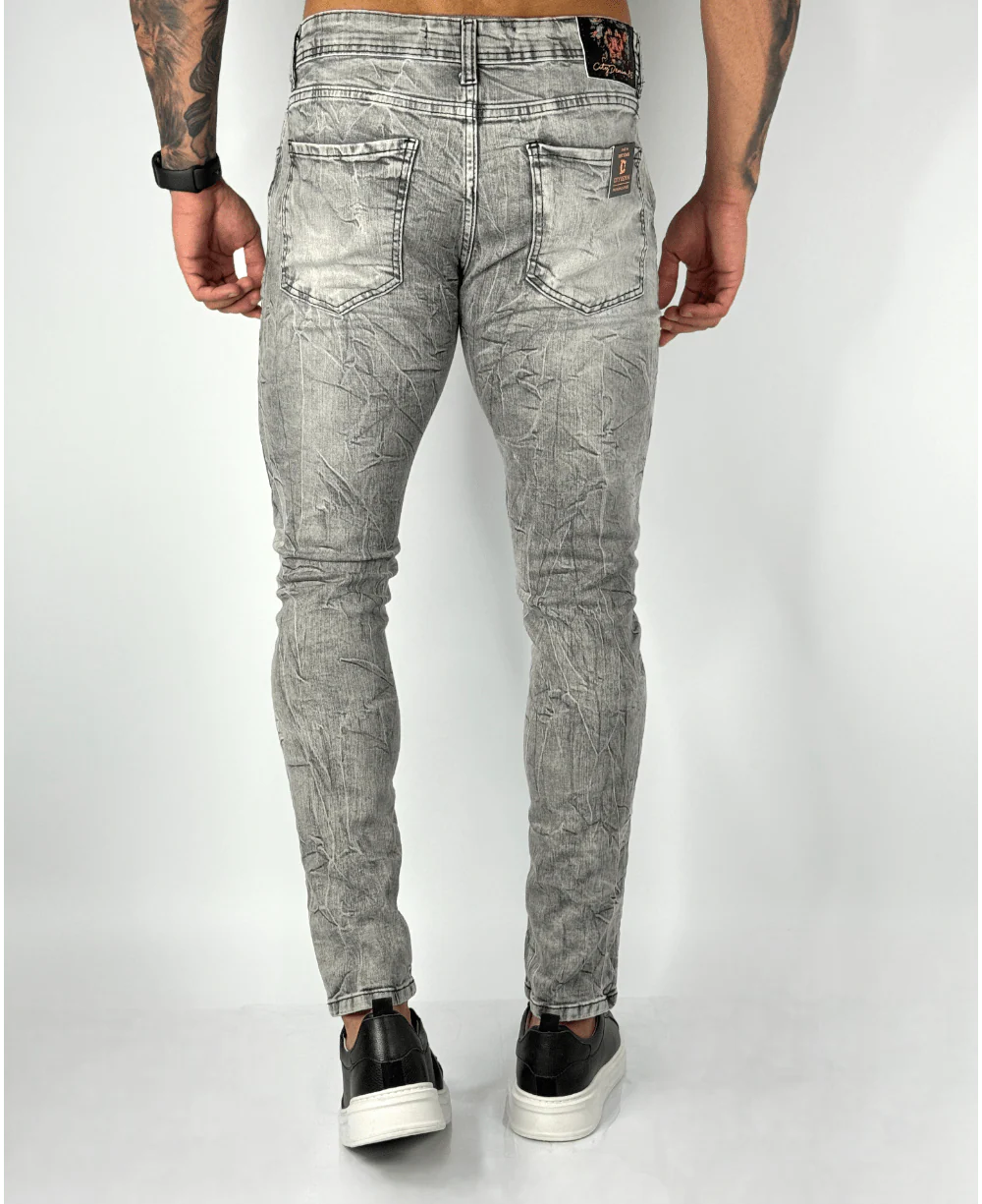 Calça Jens Cinza Mescla Patch - City Denim