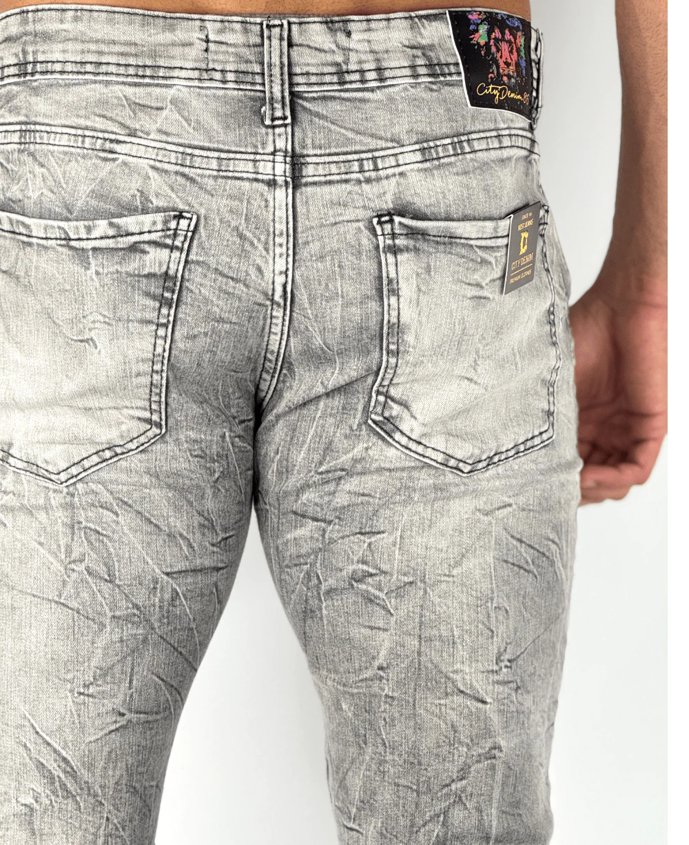 Calça Jens Cinza Mescla Patch - City Denim