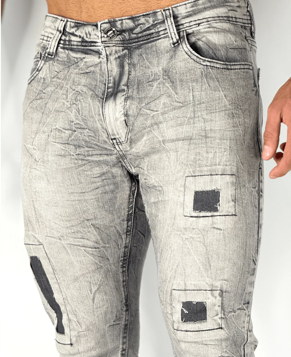 Calça Jens Cinza Mescla Patch - City Denim