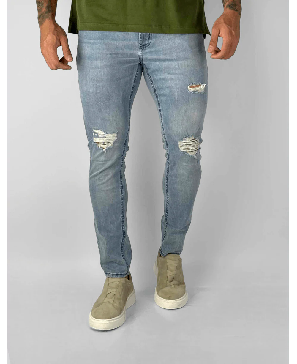Calça Jeans Claro Destroyd - City Denim