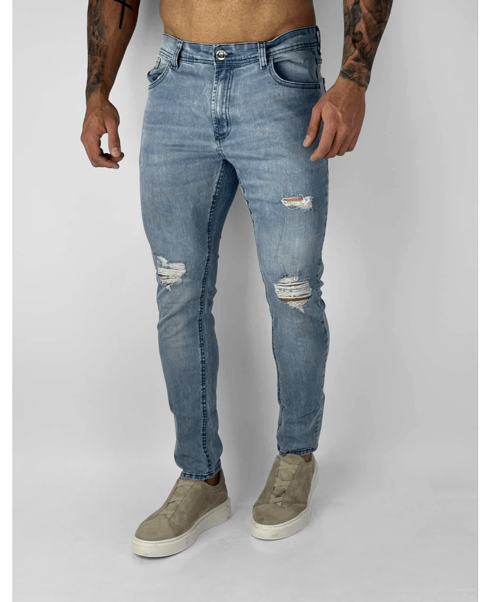 Calça Jeans Claro Destroyd - City Denim
