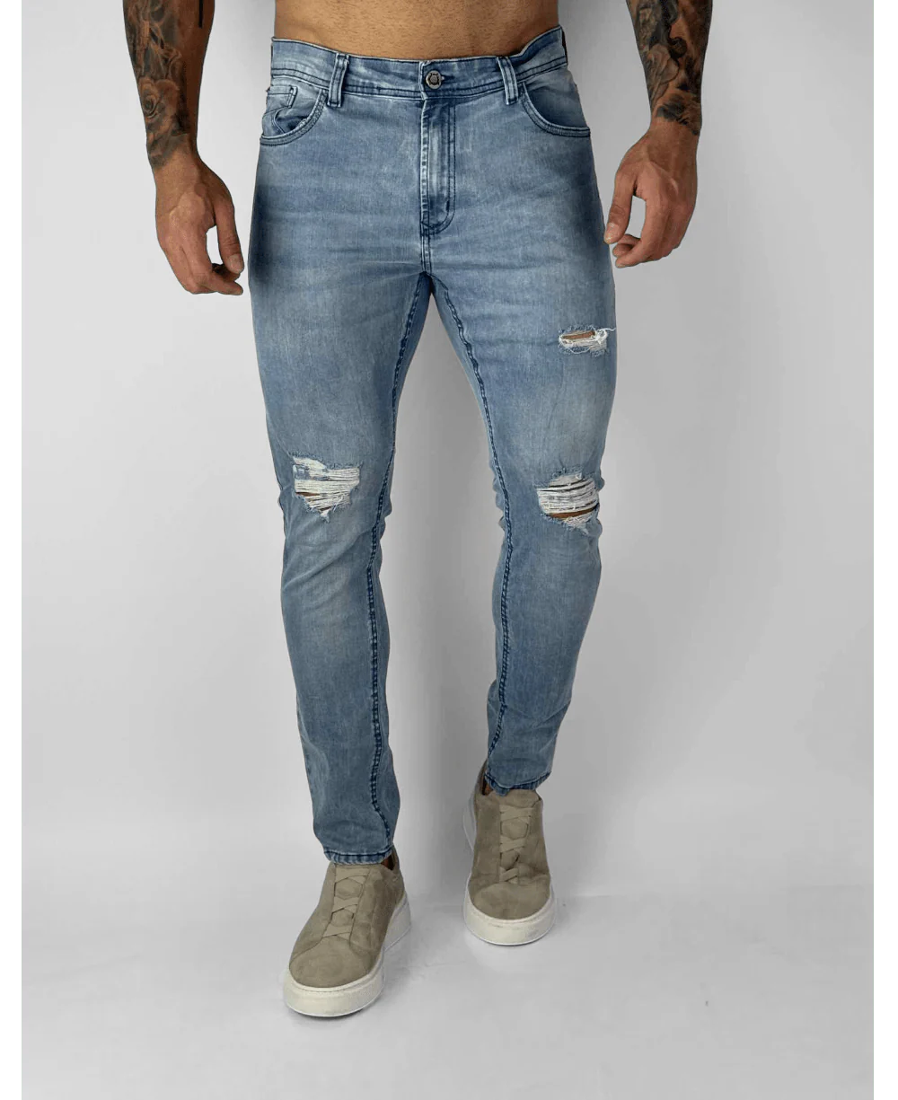 Calça Jeans Claro Destroyd - City Denim