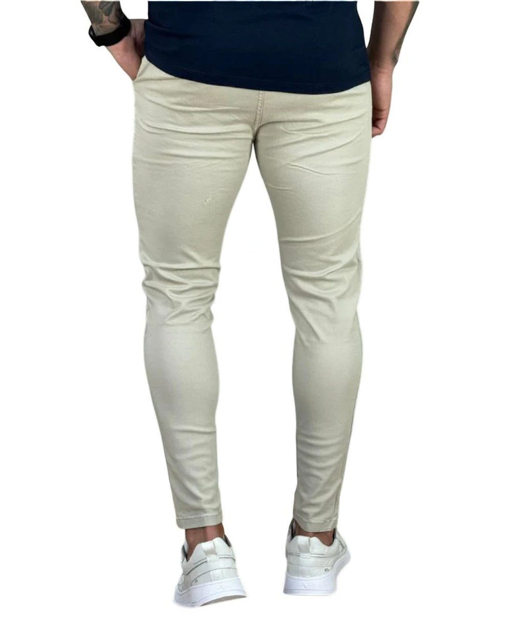 Calça Alfaiataria Bege Masculina Super Skinny - Codi Jeans