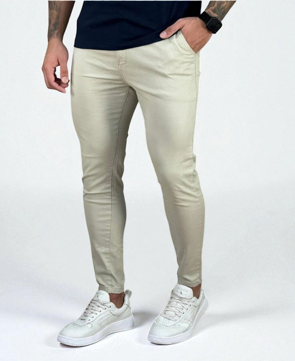 Calça Alfaiataria Bege Masculina Super Skinny - Codi Jeans