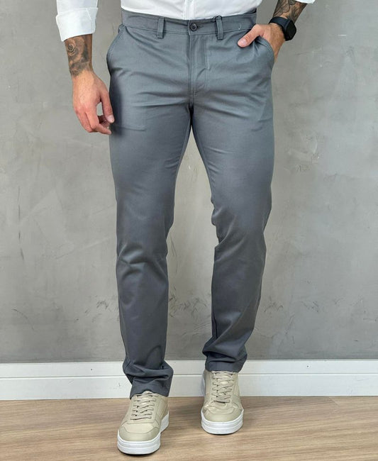 Calça Alfaiataria Cinza Escuro Masculina Slim - Kanzo