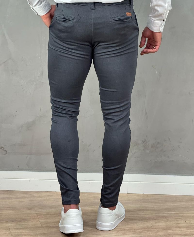 Calça Alfaiataria Cinza Escuro Masculina Super Skinny - Paladho´s