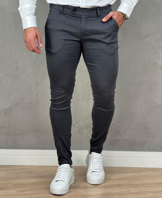 Calça Alfaiataria Cinza Escuro Masculina Super Skinny - Paladho´s