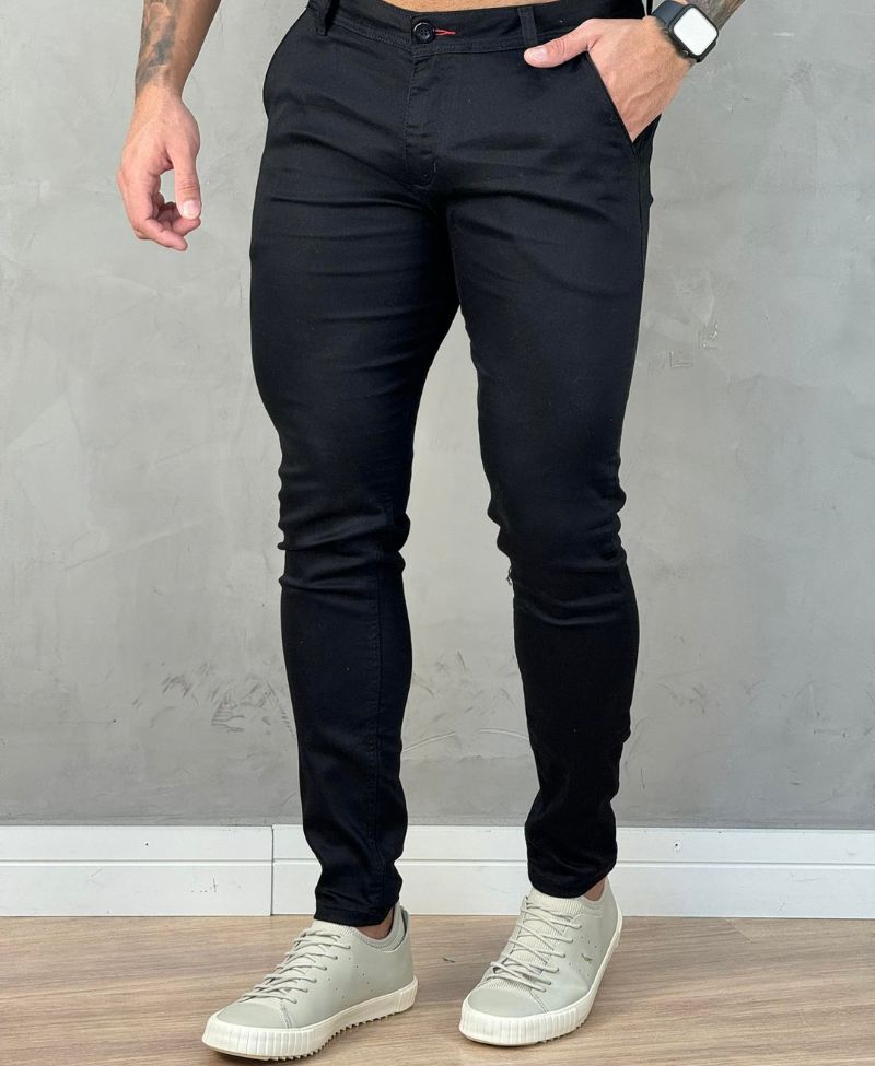 Calça Alfaiataria Preta Masculina Super Skinny - Paladho´s Jeans