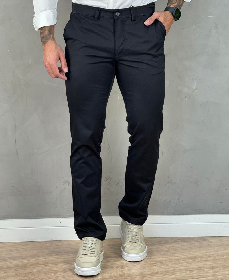 Calça Alfaiataria Preta Masculina Slim - Kanzo
