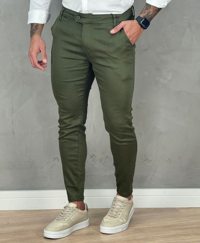Calça Alfaiataria Verde Masculina Super Skinny  - Truehero