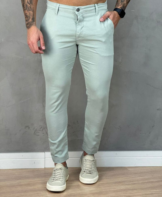 Calça Alfaiataria Verde Menta Masculina Skinny - Visual jeans