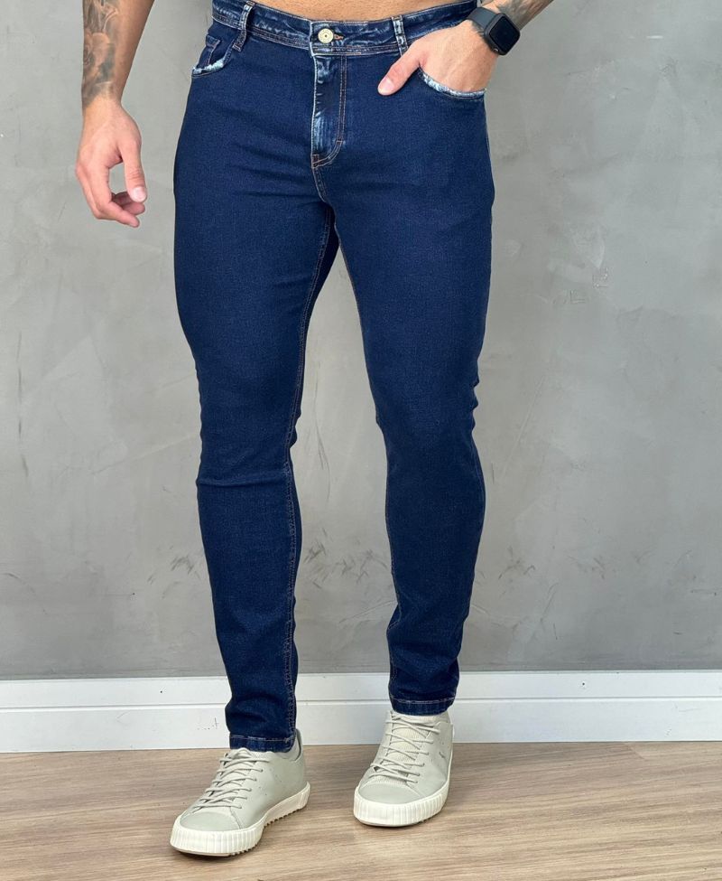 Calça Jeans Escura Masculina Skinny Lisa  - Visual Jeans