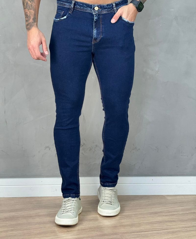 Calça Jeans Escura Masculina Skinny Lisa  - Visual Jeans