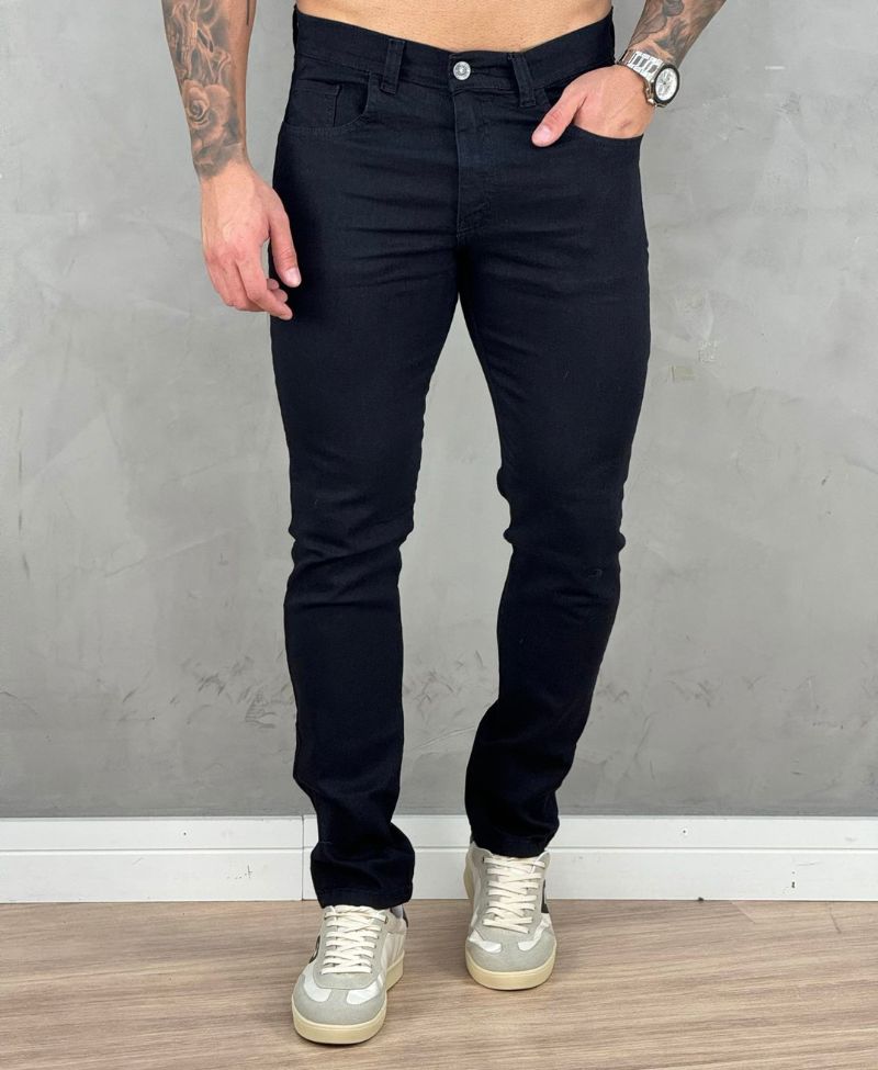 Calça Jeans Preta Masculina Lisa Slim - Keep Work