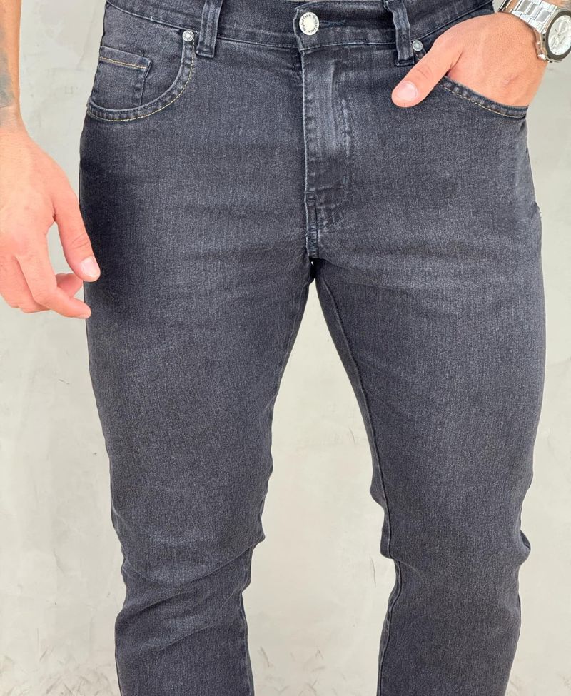 Calça Jeans Preta Mescla Masculina Lisa Slim - Keep Work
