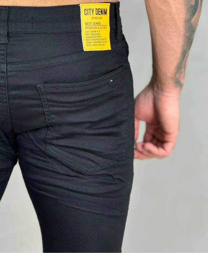 Kit 2 Calças Jeans Preto Destroyed e Lisa Skinny -City Denim