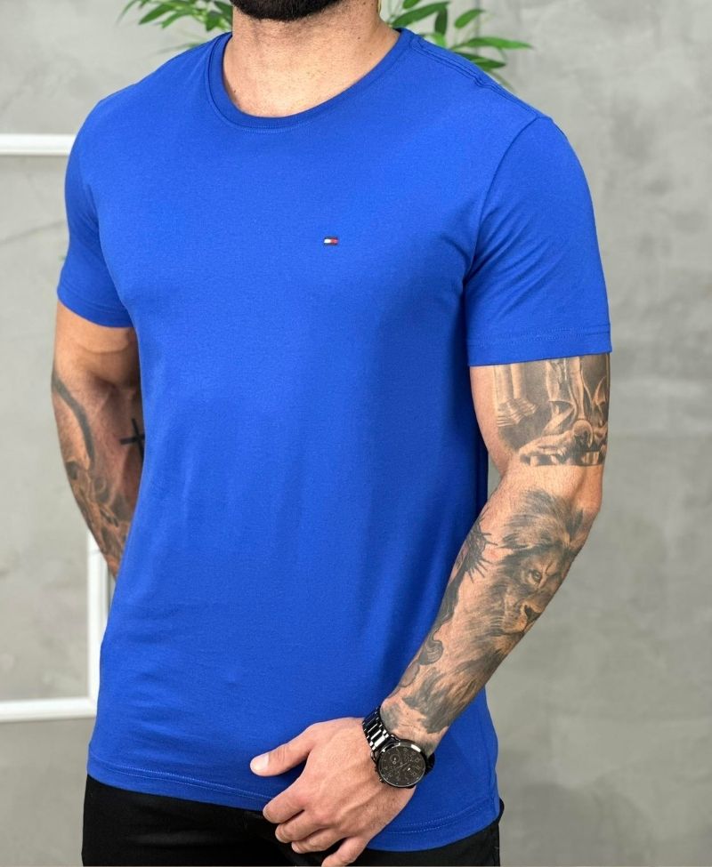 Camiseta Azul Bic Masculina Classic Cotton - Tommy Hilfiger