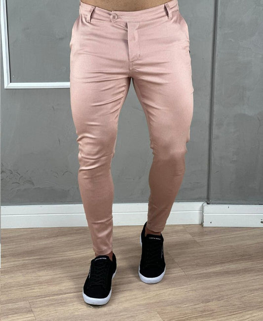 Calça Alfaiataria Rose Masculina Acetinada Skinny - Per Pochi