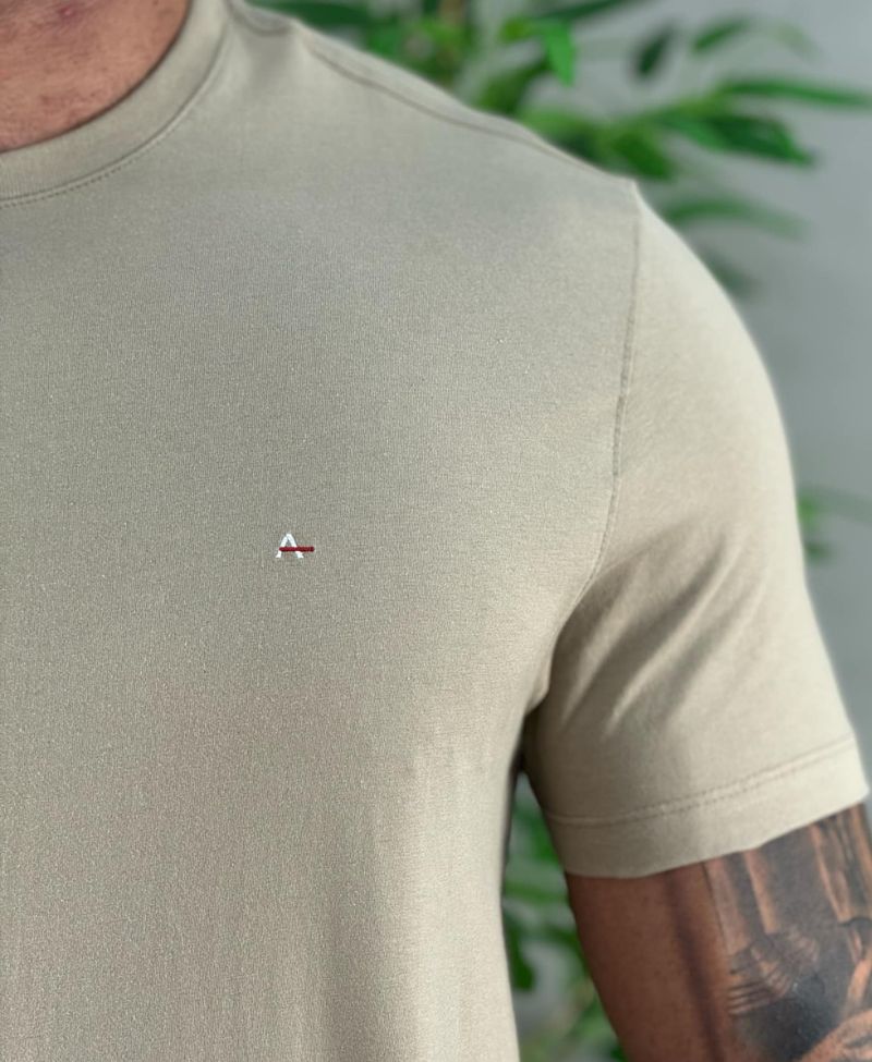 Camiseta Caqui Natural Masculina Malha Regular - Aramis