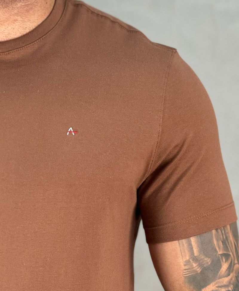 Camiseta Marrom Chocolate Masculina Malha Regular - Aramis