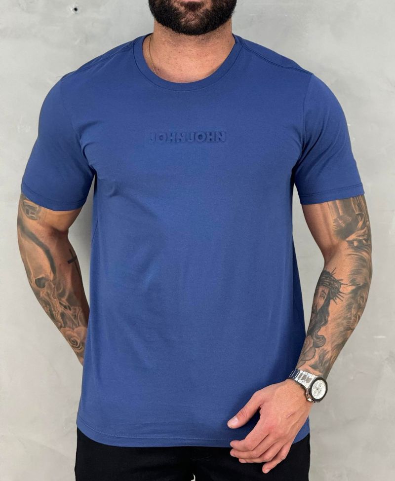Camiseta Azul Masculina Embossed - John John