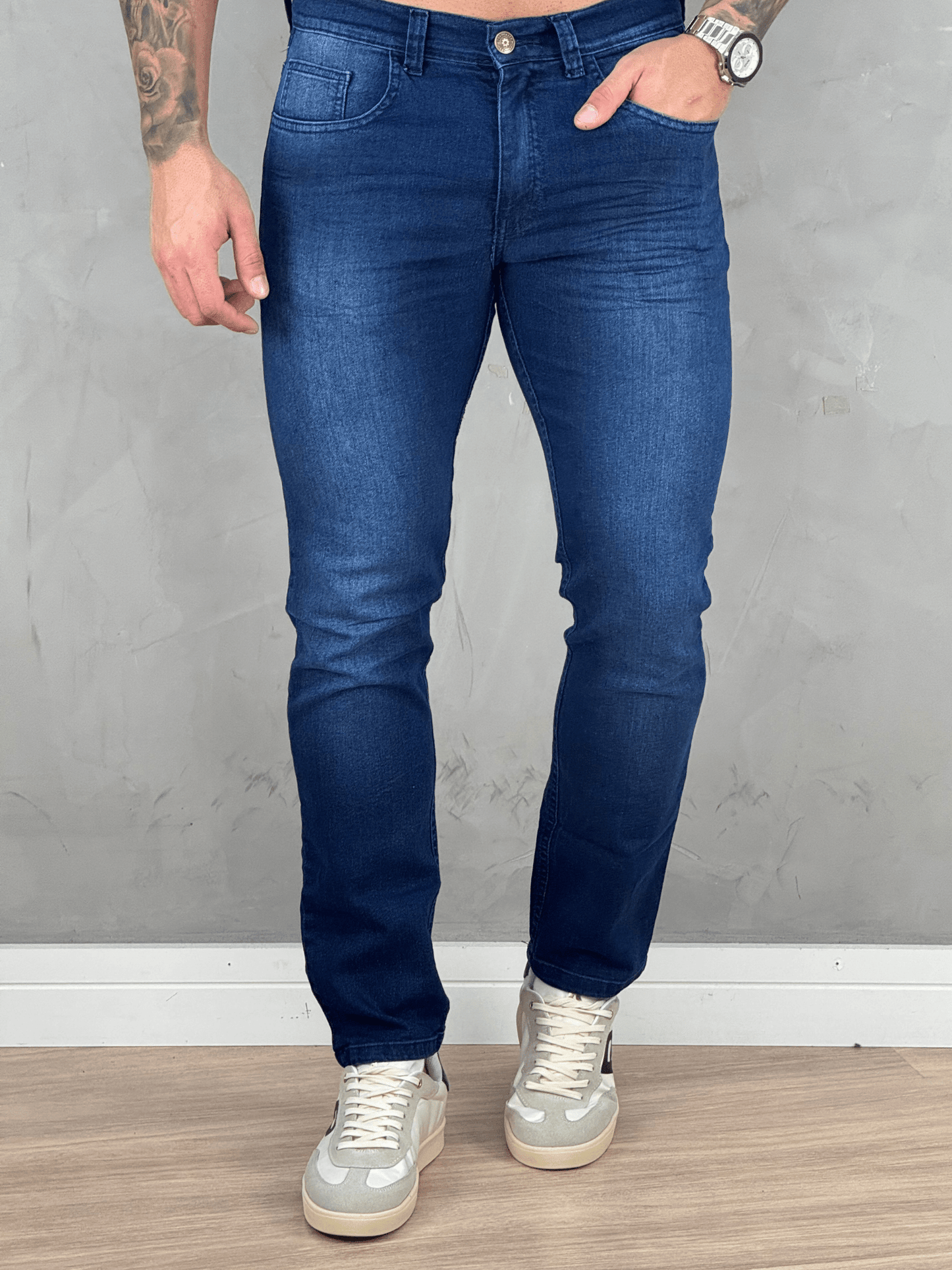 Calça Jeans Masculina Lisa Slim - Keep Work