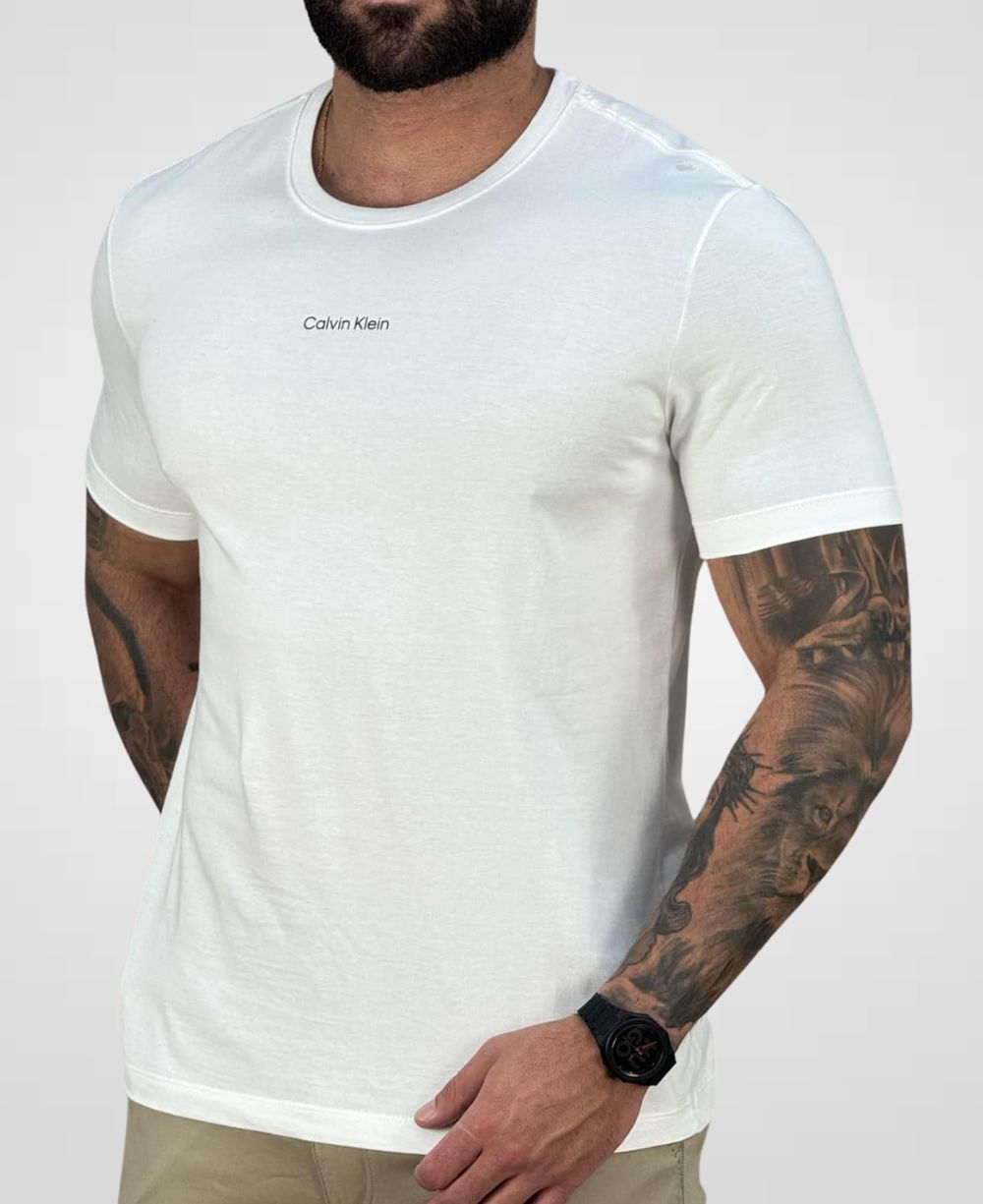 Camiseta Off-white Masculina Manga Curta - Calvin Klein