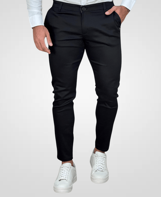 Calça Alfaiataria Preta Masculina Acetinada Skinny - Per Pochi