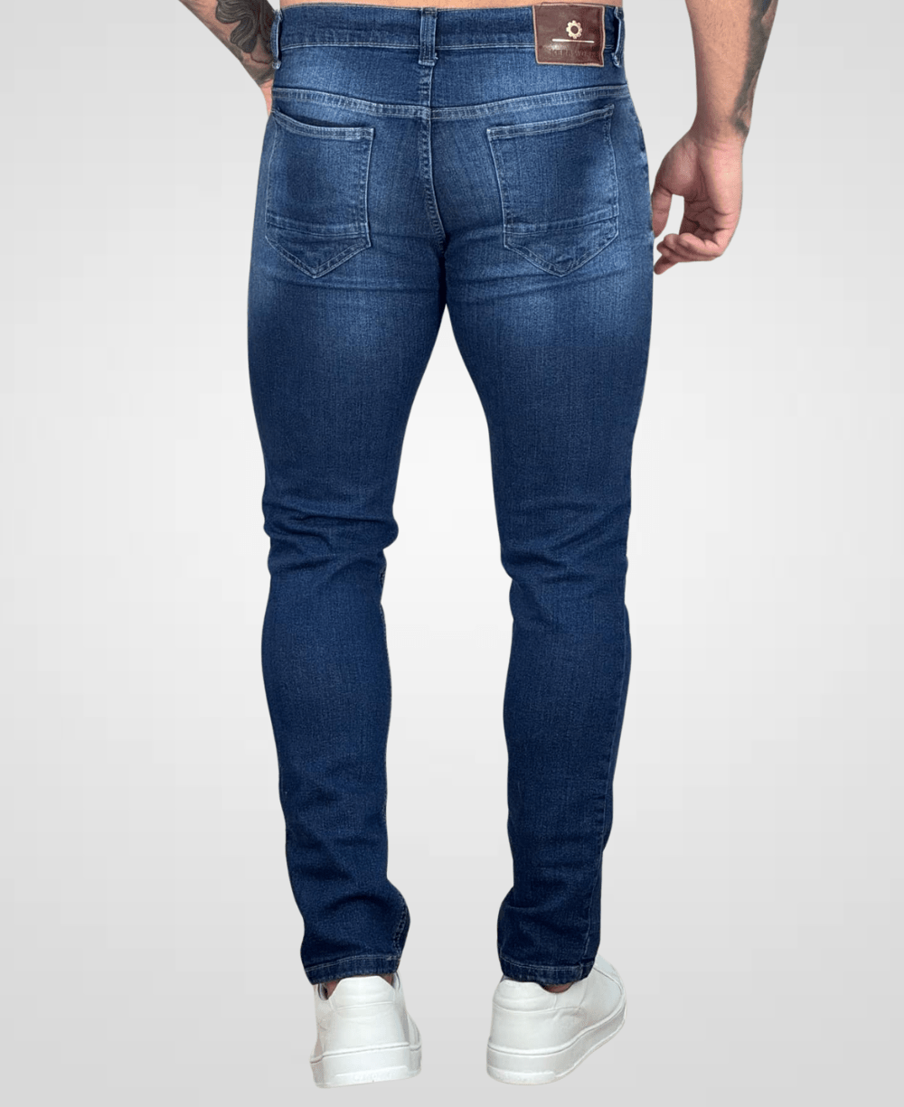 Calça Jeans Escuro Masculina Lisa Skinny - Keep Work