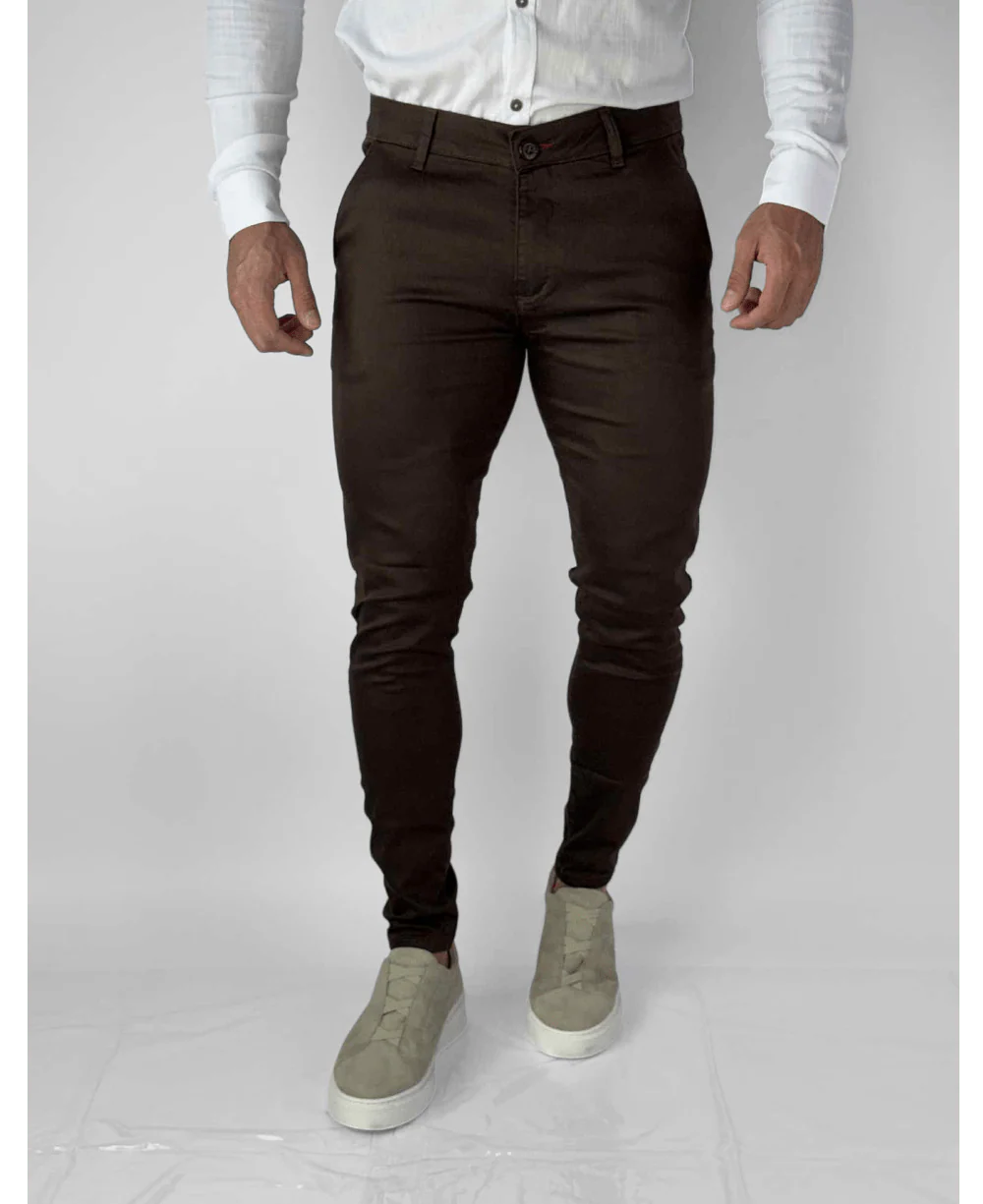 Calça Alfaiataria Marrom Masculina Super Skinny - Paladho´s Jeans