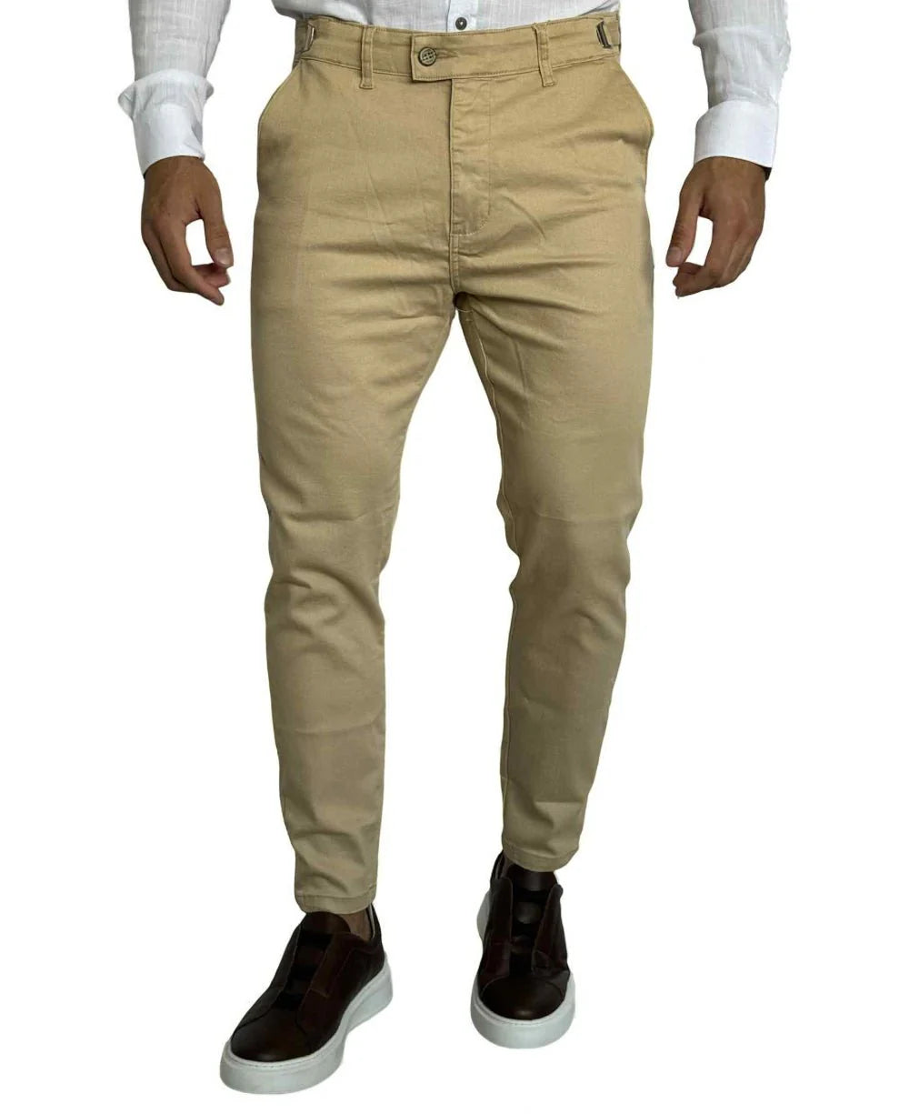 Calça Alfaiataria Bege com Regulagem  - Truehero