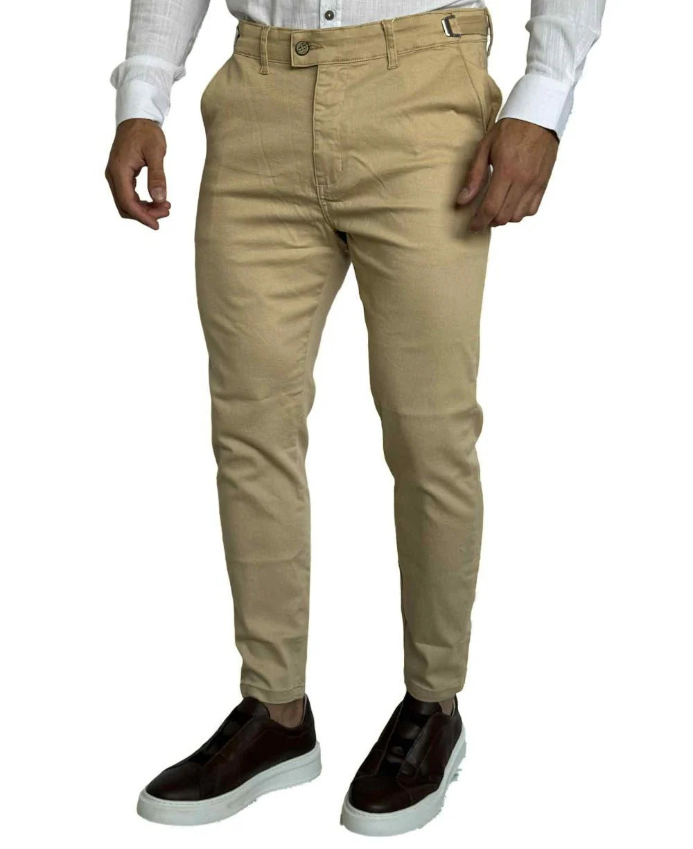 Calça Alfaiataria Bege com Regulagem  - Truehero