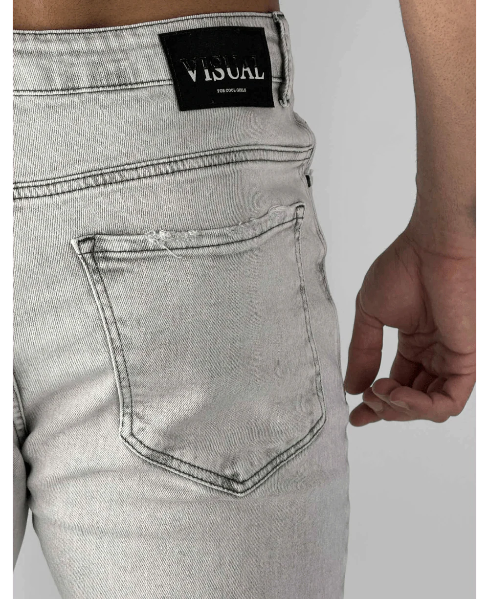 Calça Jeans Gelo Cinza  Skinny - Visual Jeans